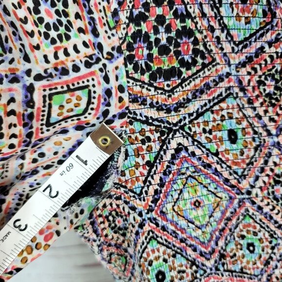 Maeve Tiled Amethyst Boho Dress Small Lined Buttons Smocked Anthropologie READ - Picture 9 of 9